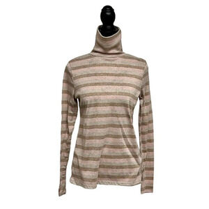 Ann Taylor Loft Womens Multicolor Striped Metallic Long Sleeve Stretch  M